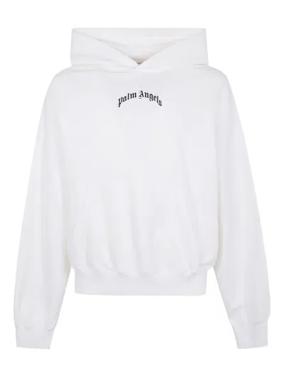 Palm Angels Oversized Hoodie With Drawstring Hood And Logo Accents In White