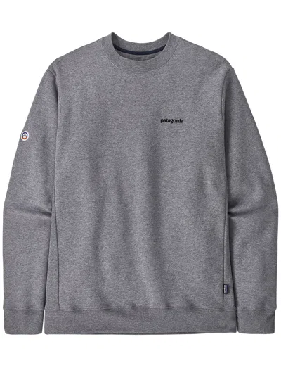 Patagonia Long Sleeve Cotton Blend Logo T-shirt In Gray
