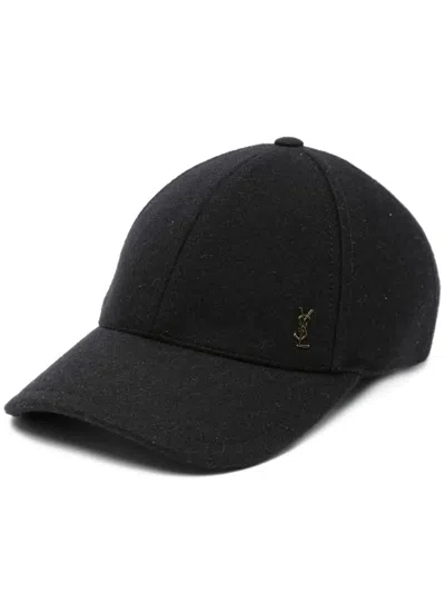 Saint Laurent Soft Felt Baseball Cap With Curved Brim In Black
