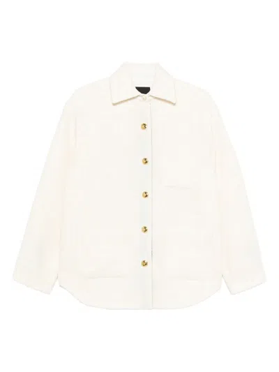 Pinko Textured White Jacket With Boxy Silhouette In Neutral
