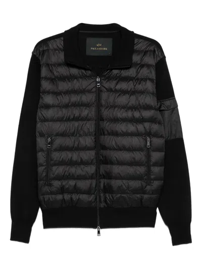 Paul & Shark Quilted Wool-panel Jacket In Black