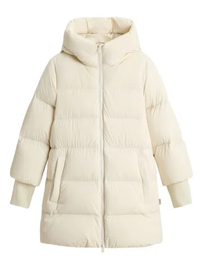 Woolrich Cloud Down Jacket In Stretch Nylon With A Matte Finish In Neutral
