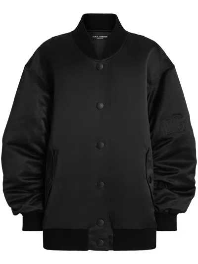 Dolce & Gabbana Oversized Jacket With Embossed Print In Black