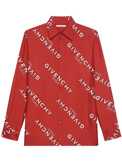 Givenchy Long Sleeve Shirt Featuring Structured Fit In Red