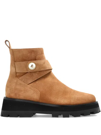 Jimmy Choo Ankle Boots With Lug Sole And Round Toe In Brown