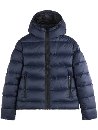 Fay Quilted Coat Featuring Hood And Pockets In Blue