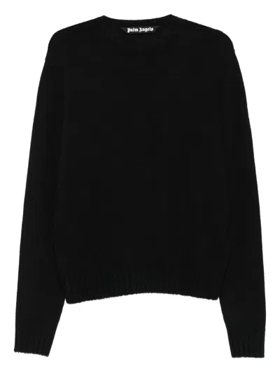 Palm Angels Intarsia-knit Logo Jumper In Grey