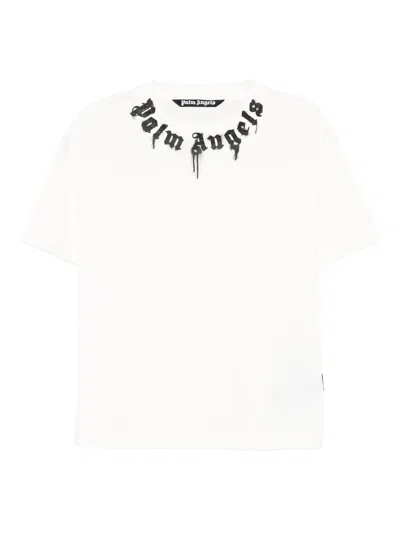 Palm Angels Curved Logo T-shirt In White