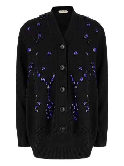 Alberta Ferretti Crystal-embellished Cardigan In Black