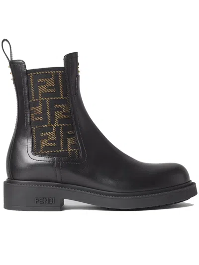 Fendi Filo Chelsea Boots In Black