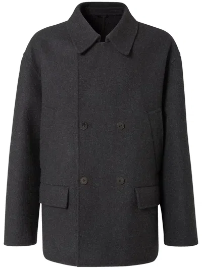 Fendi Felt Wool Coat Coats And Trench Coats Gray In Black