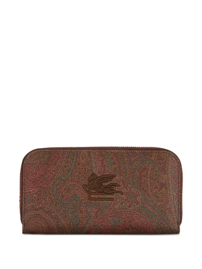 Etro Paisley Pattern Wallet And Cardholder Collection In Brown