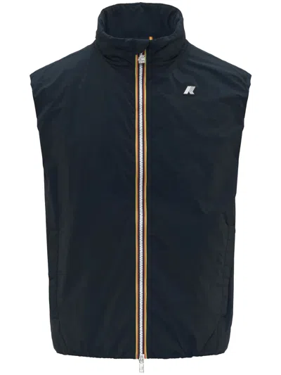 K-way Warm Sleeveless High Collar Coat In Blue