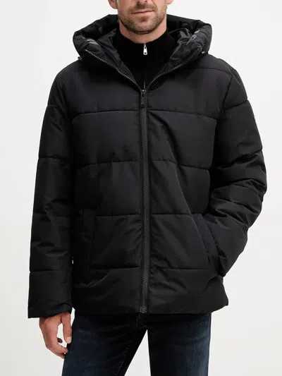 Michael Kors Quilted Hooded Puffer Jacket In Black