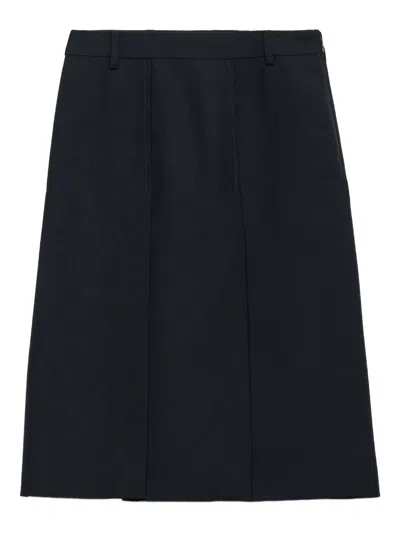 Prada Knee-length Skirt With Multiple Slits And Loops In Black