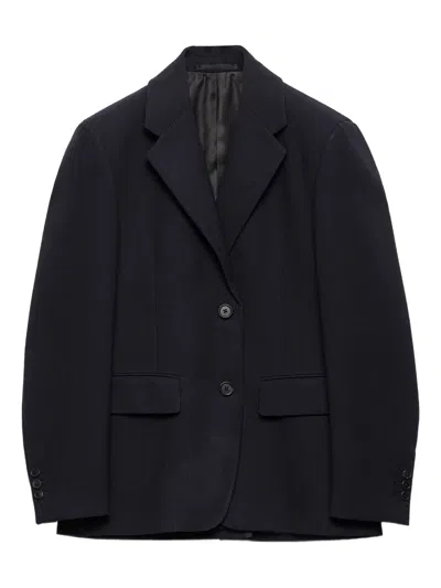 Prada Single-breasted Jacket In Straw In Black