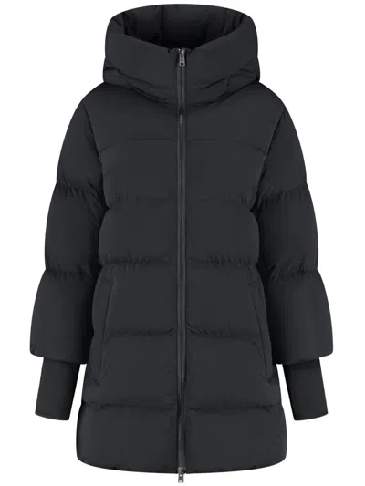 Woolrich Cloud Down Jacket In Stretch Nylon With A Matte Finish In Black