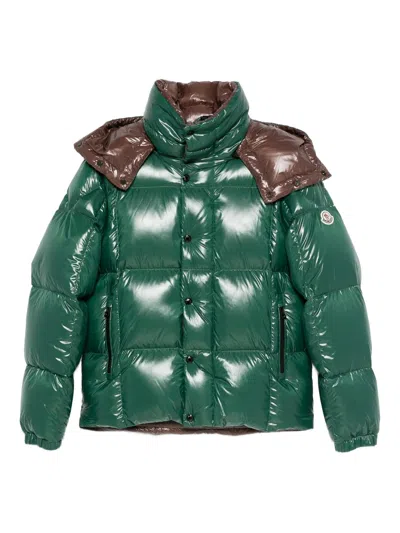 Moncler Parana Glossy Hooded Short Down Jacket Clothing In Green