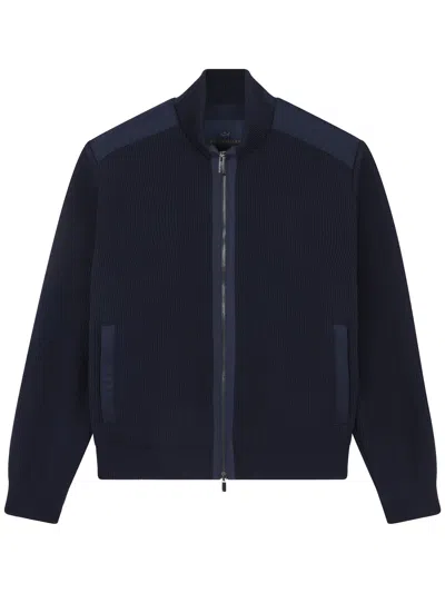 Paul & Shark Zip-up Wool Cardigan In Blue