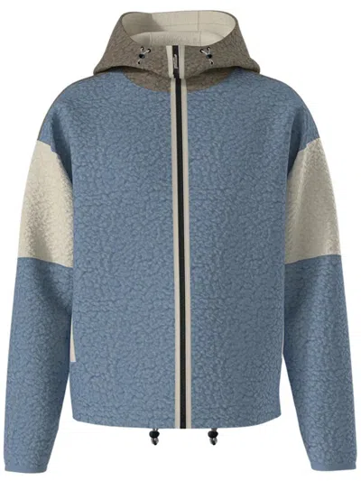 Napapijri Colorblock Fleece Giubbino With Adjustable Hem In Blue