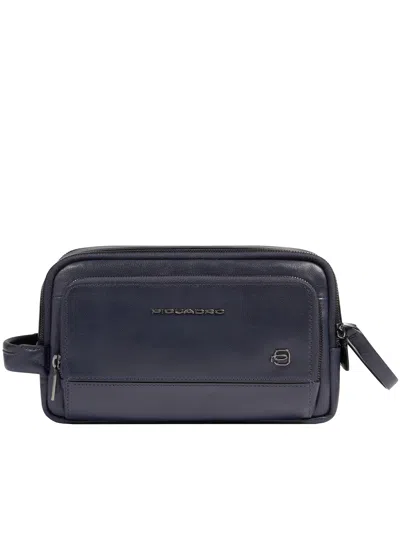 Piquadro Logo-plaque Zip Wash Bag