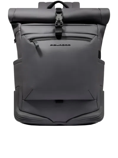 Piquadro Roll Top Waterproof Backpack 26l In Gray