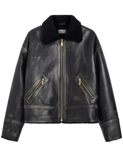 Pence Shearling-collar Jacket In Black
