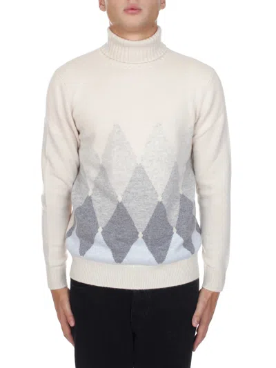 Ballantyne Diamond-shaped Cashmere Turtleneck Sweater In Neutral