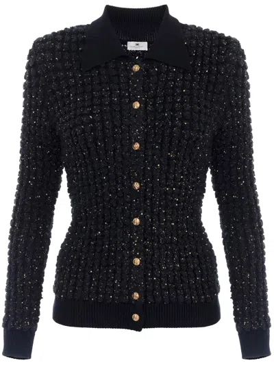 Elisabetta Franchi Knitwear With Collared Design And Long Sleeves In Black