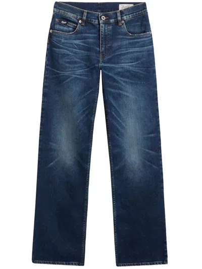 Pence Whiskering-effect Jeans In Blue