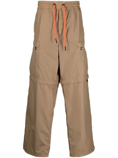 Moncler Nylon Cargo Pants With Drawstring In Brown
