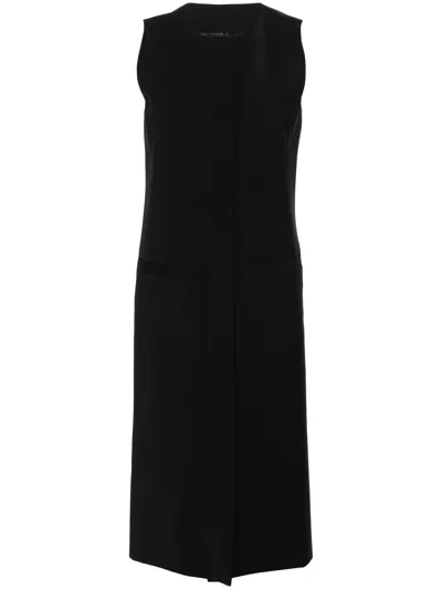 Alberta Ferretti Sleeveless Longline Jacket Front Pockets In Black