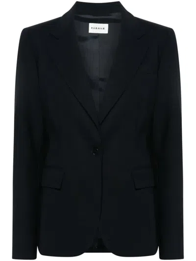 P.a.r.o.s.h Tailored Wool Blazer Featuring Shoulder Pads In Black