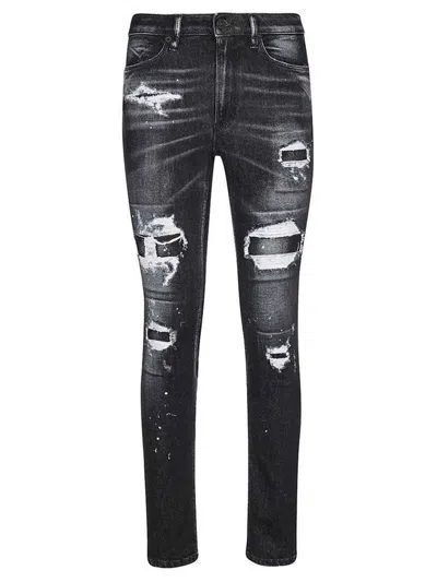 Dondup Distressed Detailing Trousers With Pockets And Loops In Black