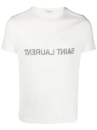 Saint Laurent Reverse Logo T-shirt In White