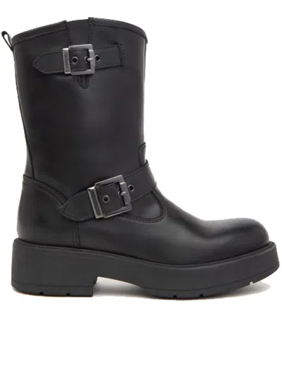 Nero Giardini Leather Ankle Boots In Black