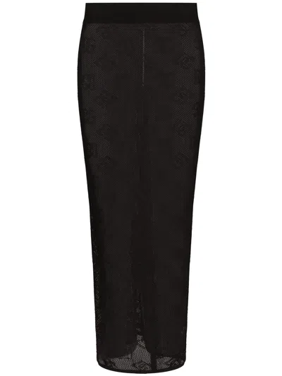 Dolce & Gabbana Black Net Stitch Pencil Skirt In Black