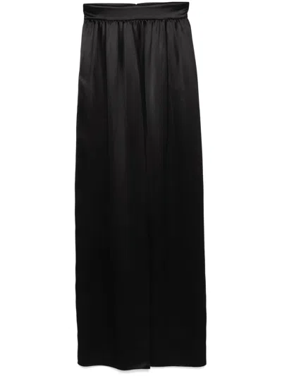 Dolce & Gabbana High Waist Satin Finish Skirt With Side Pockets In Black
