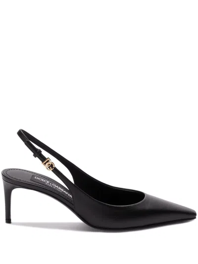 Dolce & Gabbana Dolce&gabbana Low Black Patent Leather Slingback In Black