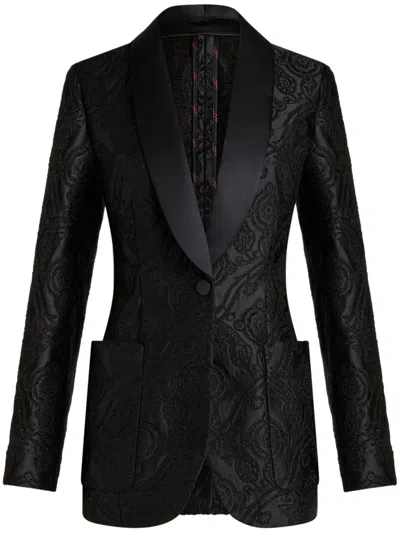 Etro Jacquard Blazer In Black