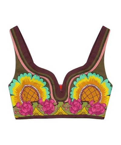 La Doublej Baia Floral Printed Cropped Top In Multi