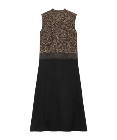 Prada A-line Sleeveless Wool Blend Dress In Black