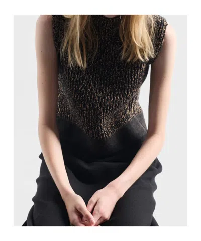 Prada A-line Sleeveless Wool Blend Dress In Black