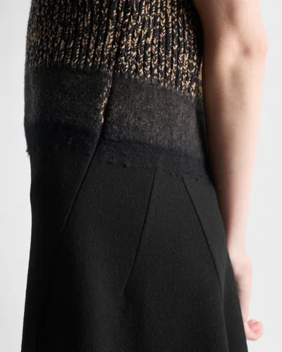 Prada A-line Sleeveless Wool Blend Dress In Black