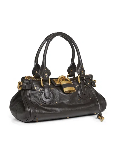 Chloé Paddington Padlock Shoulder Bag In Leather In Black