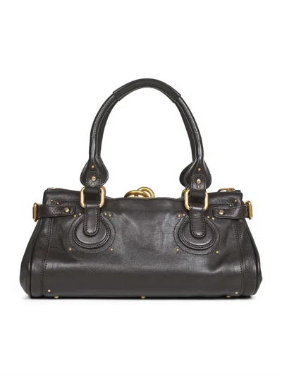 Chloé Paddington Padlock Shoulder Bag In Leather In Black