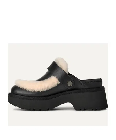Ugg Esme Leather Slingback Clogs In Black