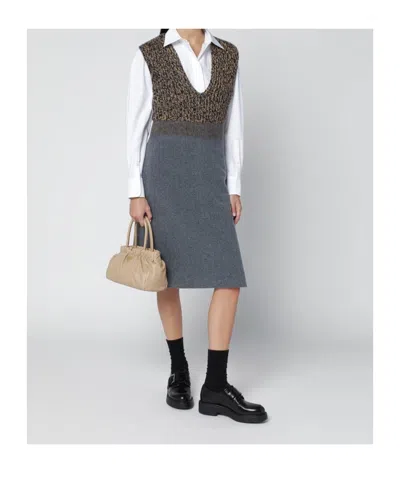 Prada Double Handle Shoulder Bag In Neutral