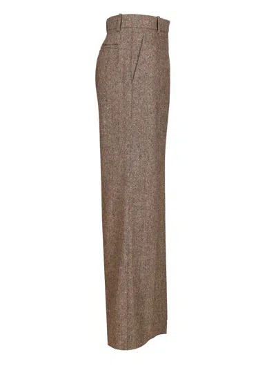 Valentino Pantalone A Palazzo In Lana Sabbia Melangé Donna In Brown