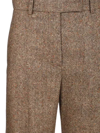 Valentino Pantalone A Palazzo In Lana Sabbia Melangé Donna In Brown